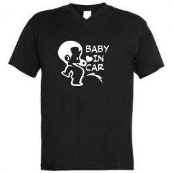 Мужская футболка  с V-образным вырезом Baby in car - PrintSalon