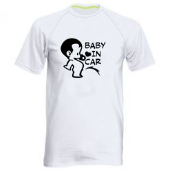 Мужская футболка для спорта Baby in car - PrintSalon