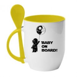 Чашка с ложкой Baby on board 1 - PrintSalon