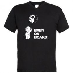 Мужская футболка  с V-образным вырезом Baby on board 1 - PrintSalon