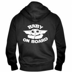 Мужское худи на молнии Baby on board yoda