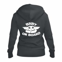 Женское худи на молнии Baby on board yoda - PrintSalon