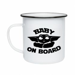 Кружка эмалированная Baby on board yoda - PrintSalon