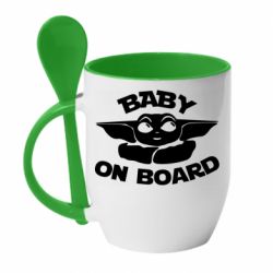 Чашка с ложкой Baby on board yoda - PrintSalon