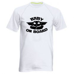 Мужская футболка для спорта Baby on board yoda - PrintSalon