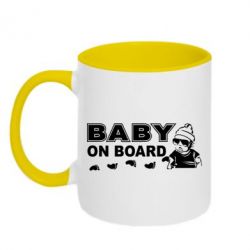 Чашка двокольорова Baby on board-PrintSalon Чашка двокольорова Baby on board