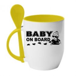 Чашка с ложкой Baby on board - PrintSalon