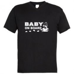 Мужская футболка  с V-образным вырезом Baby on board - PrintSalon