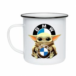 Кружка эмалированная Baby yoda bmw - PrintSalon