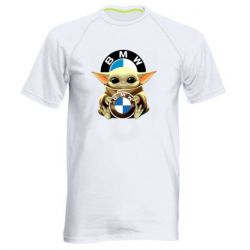 Мужская футболка для спорта Baby yoda bmw - PrintSalon