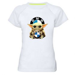 Женская футболка для спорта Baby yoda bmw - PrintSalon