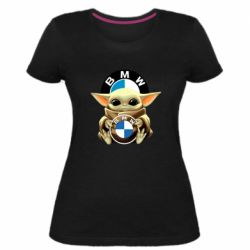 Женская премиум футболка Baby yoda bmw - PrintSalon