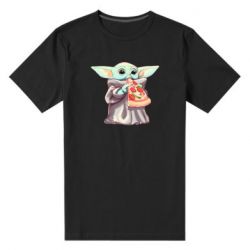 Мужская футболка премиум Baby Yoda eats pizza - PrintSalon