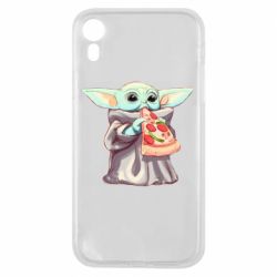 Чехол для iPhone XR Baby Yoda eats pizza - PrintSalon
