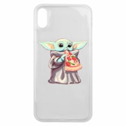 Чехол для iPhone Xs Max Baby Yoda eats pizza - PrintSalon