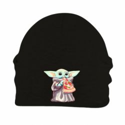 Шапка флисовая Baby Yoda eats pizza - PrintSalon