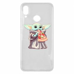 Чехол для Huawei P Smart Plus 2018 Baby Yoda eats pizza - PrintSalon