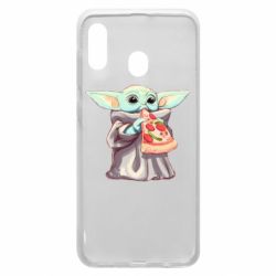 Чехол для Samsung A20 Baby Yoda eats pizza - PrintSalon