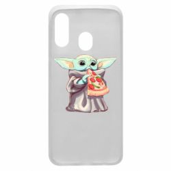 Чехол для Samsung A40 Baby Yoda eats pizza - PrintSalon