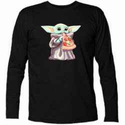 Футболка с длинным рукавом Baby Yoda eats pizza - PrintSalon