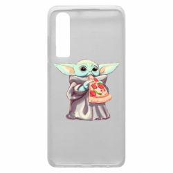 Чехол для Huawei P30 Baby Yoda eats pizza - PrintSalon