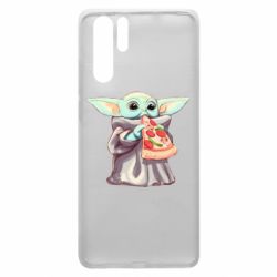 Чехол для Huawei P30 Pro Baby Yoda eats pizza - PrintSalon
