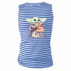 Майка-тельняшка Baby Yoda eats pizza - PrintSalon
