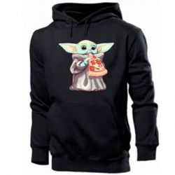 Мужское худи Baby Yoda eats pizza - PrintSalon