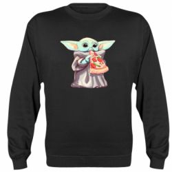Cвитшот Baby Yoda eats pizza - PrintSalon