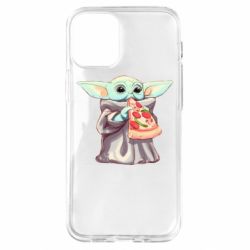 Чехол для iPhone 12 mini Baby Yoda eats pizza - PrintSalon