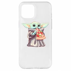 Чехол для iPhone 12 Pro Max Baby Yoda eats pizza - PrintSalon