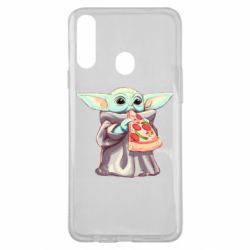 Чехол для Samsung A20s Baby Yoda eats pizza - PrintSalon