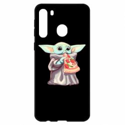 Чехол для Samsung A21 Baby Yoda eats pizza - PrintSalon