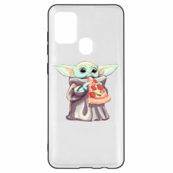 Чехол для Samsung A21s Baby Yoda eats pizza - PrintSalon