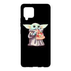 Чехол для Samsung A42 5G Baby Yoda eats pizza - PrintSalon