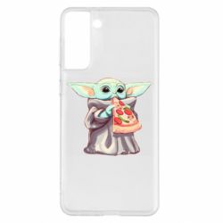 Чехол для Samsung S21+ Baby Yoda eats pizza - PrintSalon
