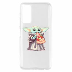 Чехол для Huawei P Smart 2021 Baby Yoda eats pizza - PrintSalon