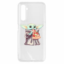 Чехол для Realme 6 Baby Yoda eats pizza - PrintSalon