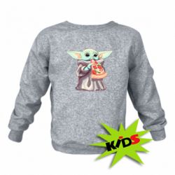 Детский свитшот Baby Yoda eats pizza - PrintSalon