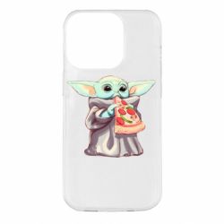 Чехол для iPhone 14 Pro Baby Yoda eats pizza - PrintSalon