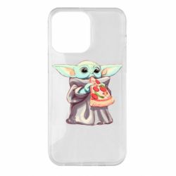 Чехол для iPhone 14 Pro Max Baby Yoda eats pizza - PrintSalon