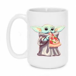 Чашка 420ml Baby Yoda eats pizza - PrintSalon