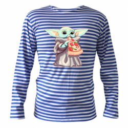 Тельняшка с длинным рукавом Baby Yoda eats pizza - PrintSalon