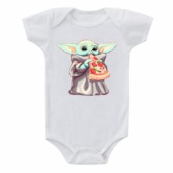 Детский бодик Baby Yoda eats pizza - PrintSalon