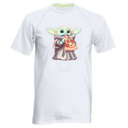 Мужская футболка для спорта Baby Yoda eats pizza - PrintSalon