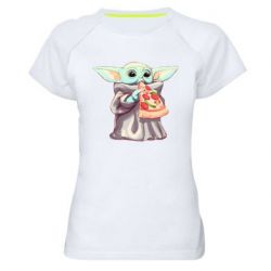 Женская футболка для спорта Baby Yoda eats pizza - PrintSalon