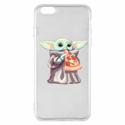 Чехол для iPhone 6 Plus/6S Plus Baby Yoda eats pizza - PrintSalon