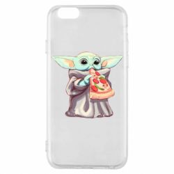 Чехол для iPhone 6/6S Baby Yoda eats pizza - PrintSalon
