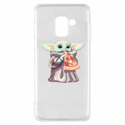 Чехол для Samsung A8 2018 Baby Yoda eats pizza - PrintSalon