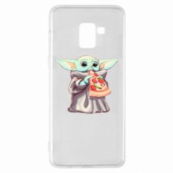 Чехол для Samsung A8+ 2018 Baby Yoda eats pizza - PrintSalon